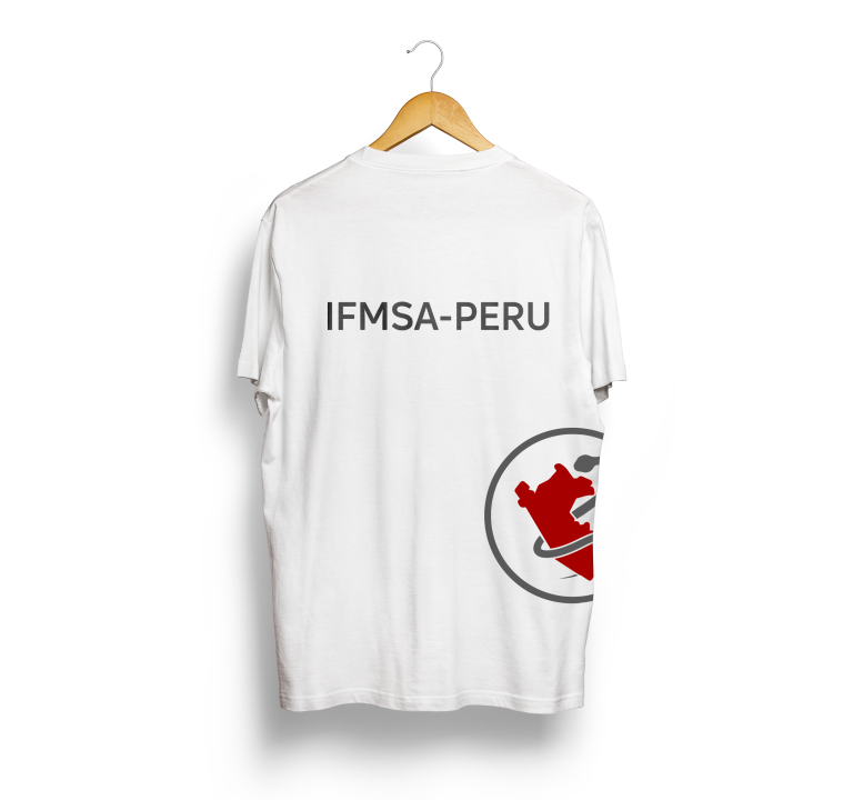 Polo IFMSA-PERU blanco detrás PNG
