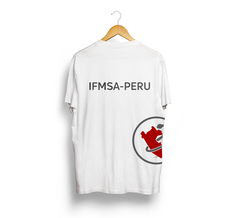 Polo IFMSA-PERU blanco detrás PNG